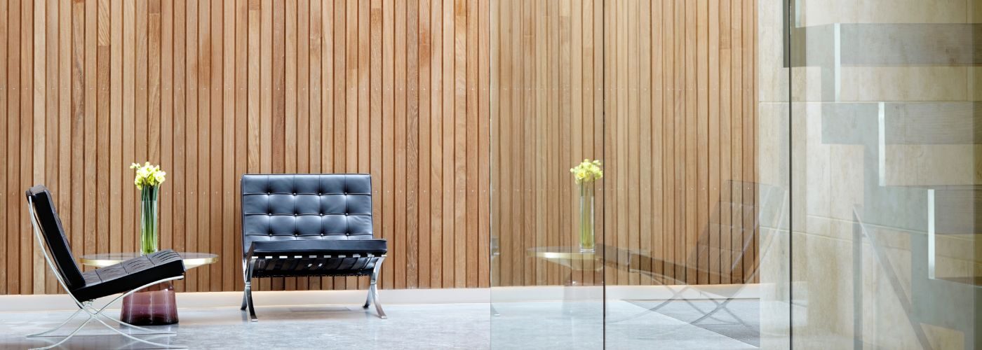 timber cladding to a hallway in a modern house